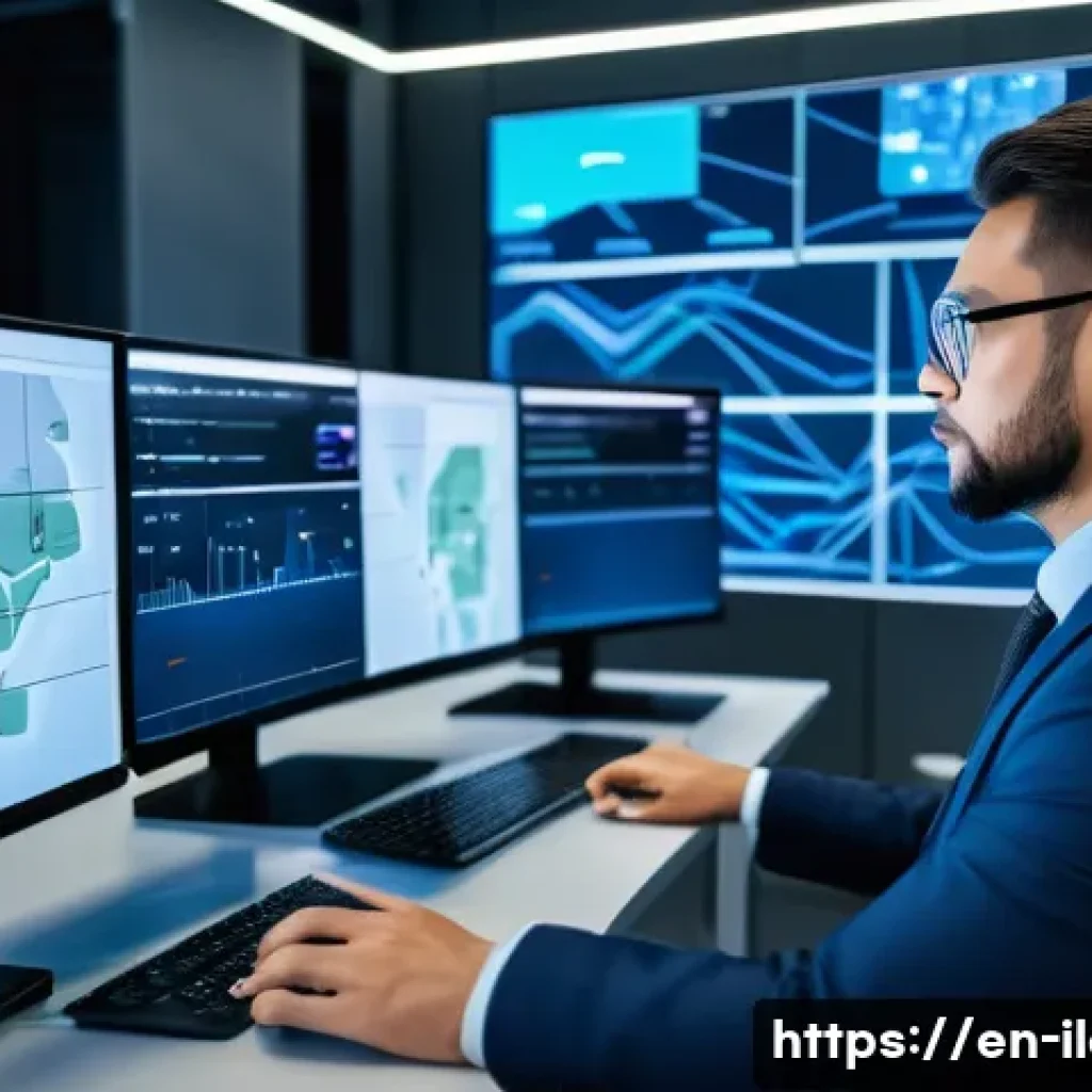 국제물류사 자격증 시험 최신 동향 - A modern logistics control room featuring a diverse team of professionals analyzing large digital sc...