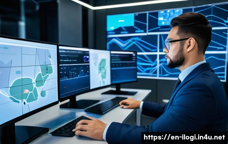 국제물류사 자격증 시험 최신 동향 - A modern logistics control room featuring a diverse team of professionals analyzing large digital sc...