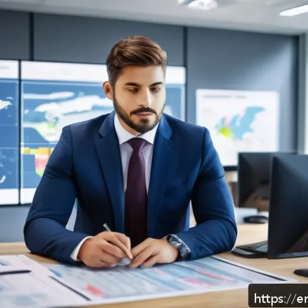 국제물류사 자격증의 해외 취업 활용도 - A professional international logistics manager in a modern office environment, reviewing global supp...