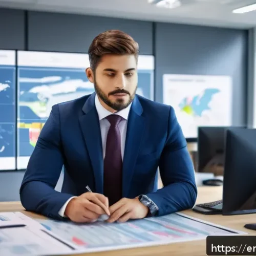 Home 30 국제물류사 자격증의 해외 취업 활용도 - A professional international logistics manager in a modern office environment, reviewing global supp...
