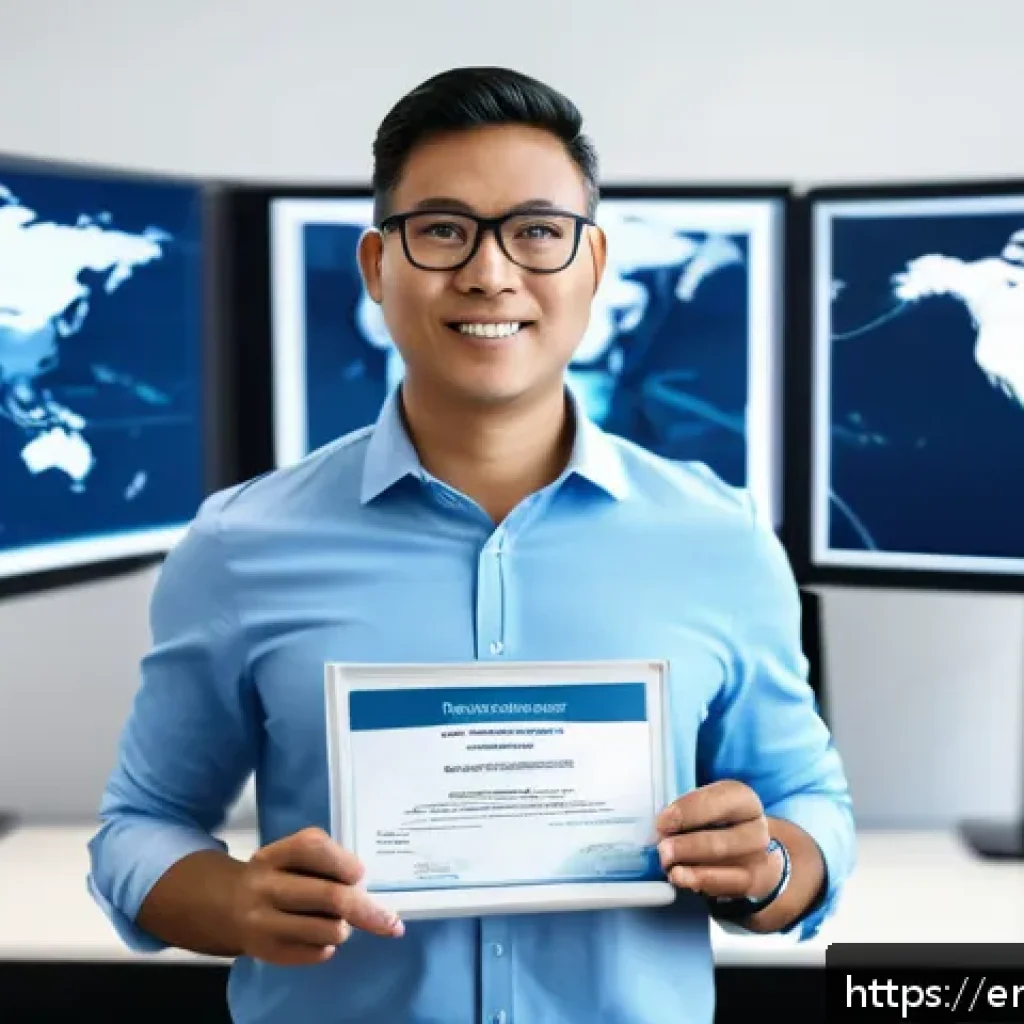 국제물류사 자격증의 산업 내 가치 - A confident professional logistics manager in business casual attire standing in a modern, well-lit ...